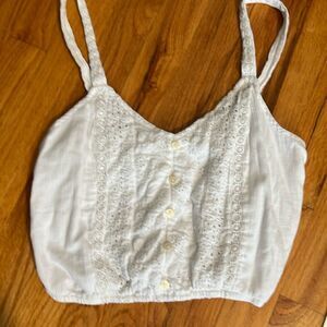 American Eagle Cotton Blend Eyelet Crop Top